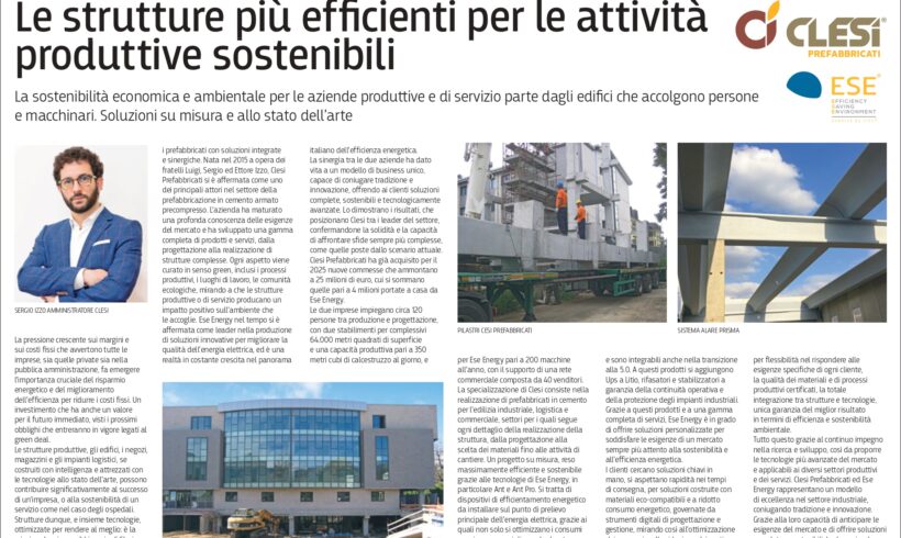 Clesi Prefabbricati ed ESE Energy su “Il Sole 24 Ore”